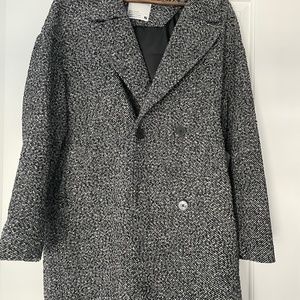 Frank & Oak Mackenzie Cocoon Wool Top Coat in Grey